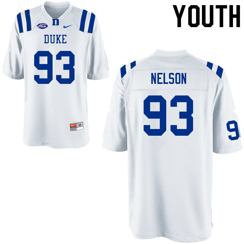 Youth #93 Anthony Nelson Duke Blue Devils College Football Jerseys Sale-White - Click Image to Close